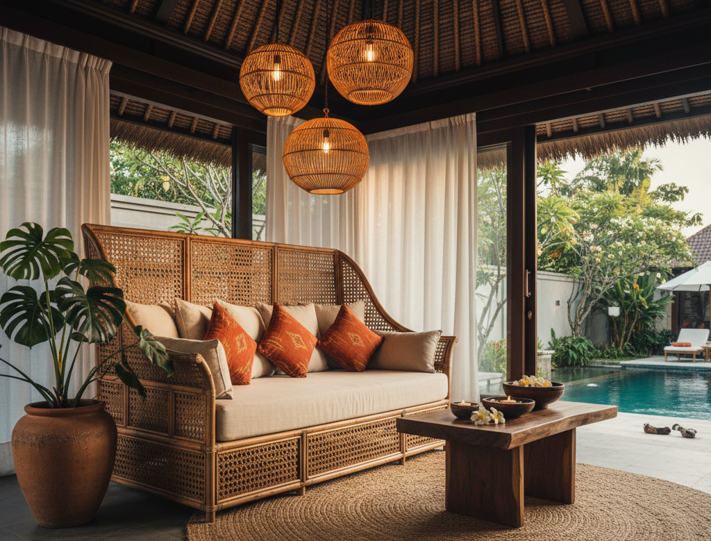 Living Room With elegance Bali home decor
