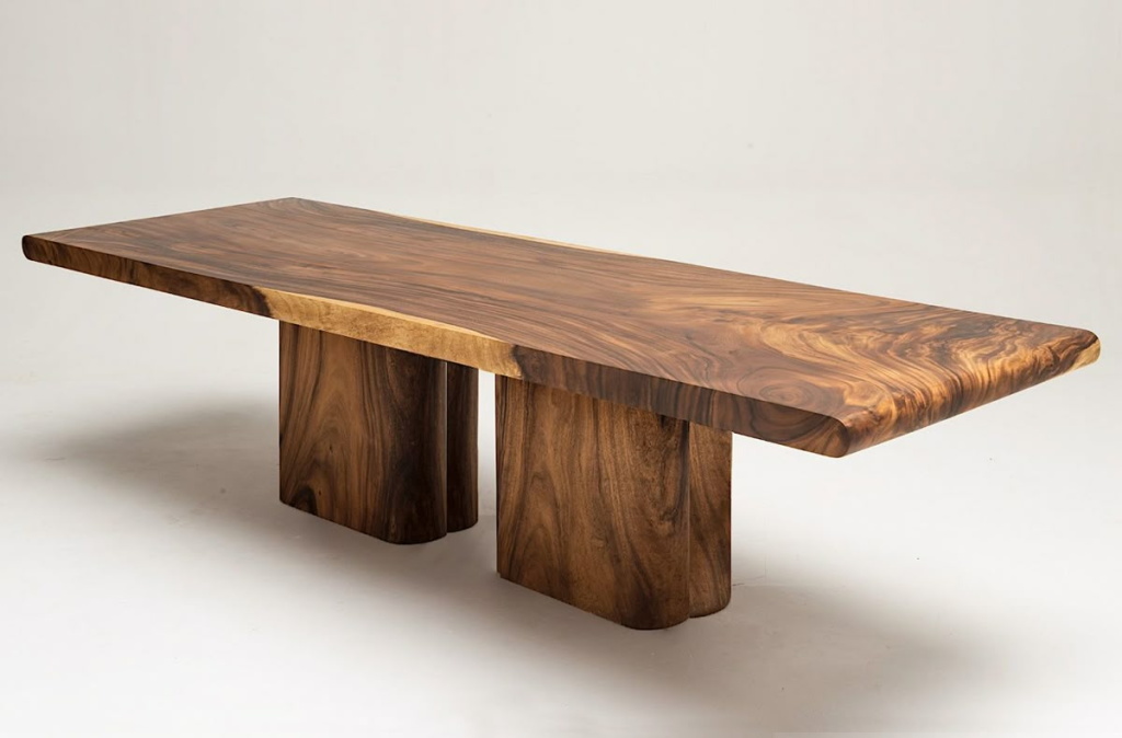 solid suar wood table with natural live edge
