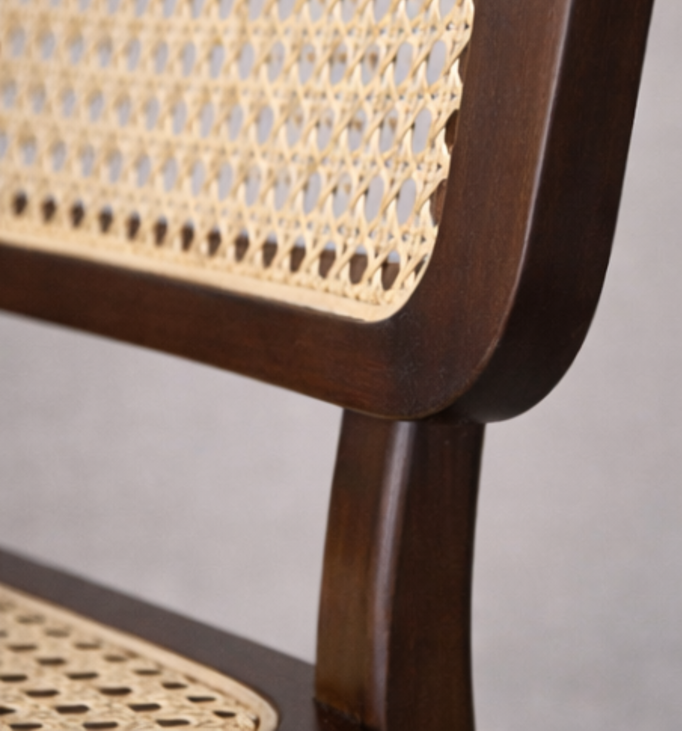 NARA Mahogany Wood & Natural Rattan Dining Chair - Image 4