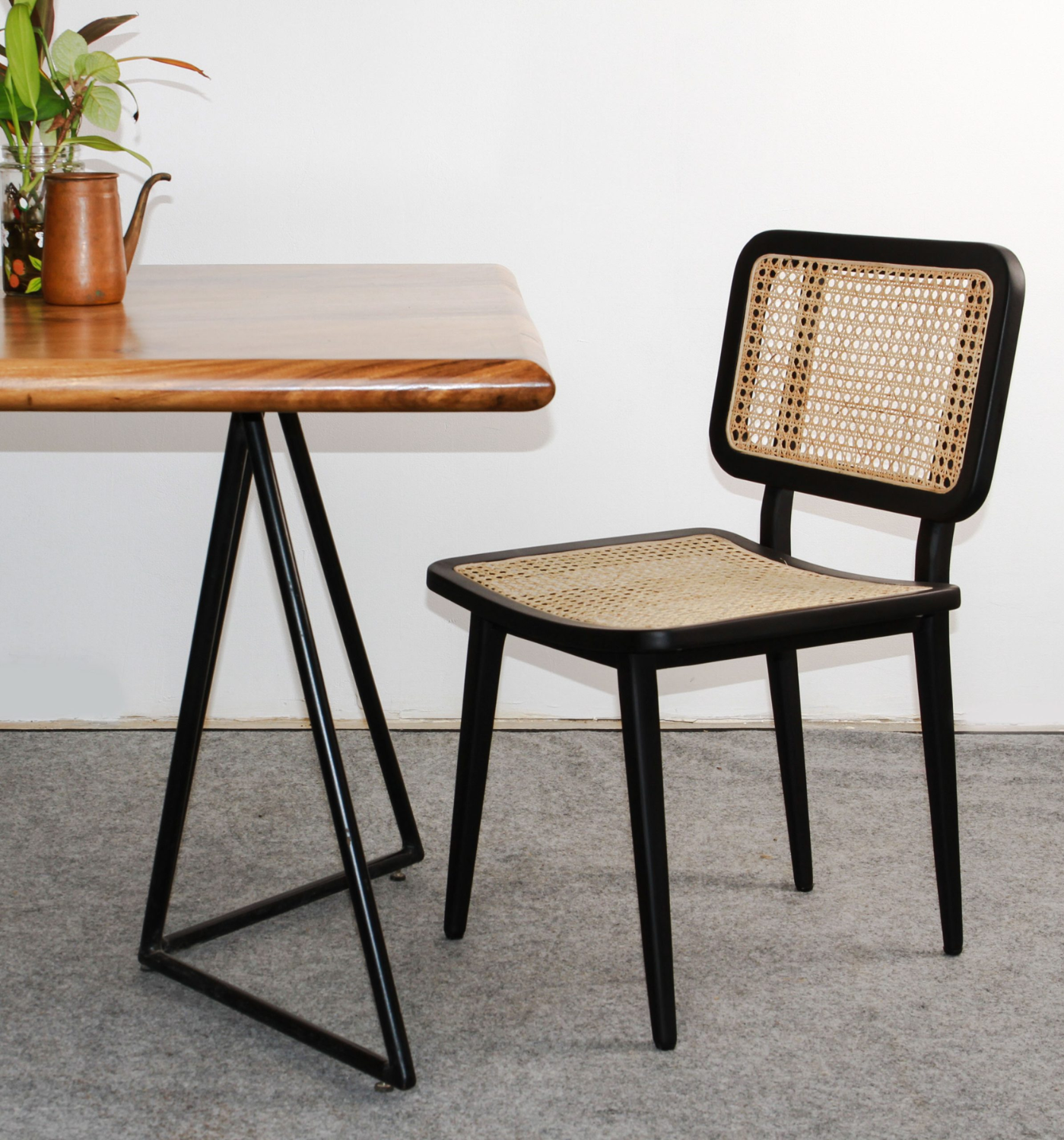 NARA Mahogany Wood & Natural Rattan Dining Chair - Image 3